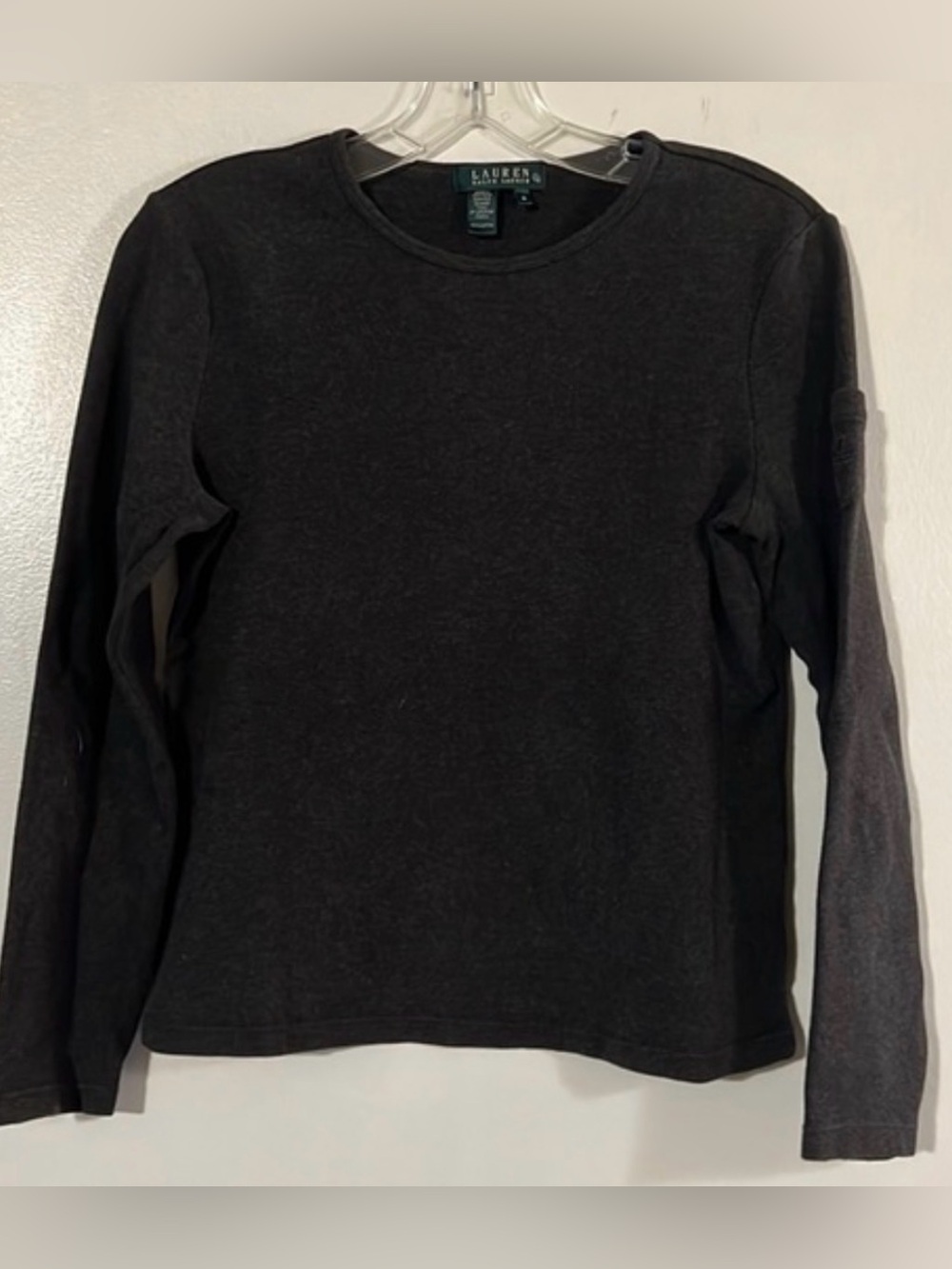 Lauren Ralph Lauren Crew Neck Charcoal Gray buttery soft Cotton Sweater XL EUC